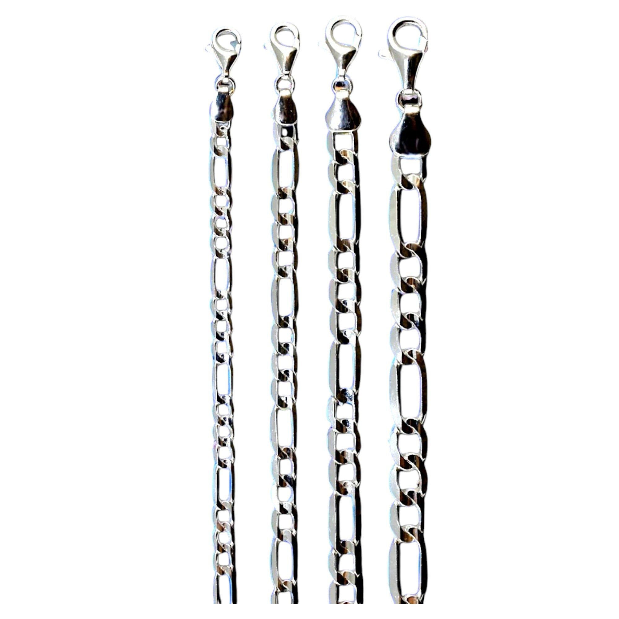 10K White Gold Figaro Necklace Bracelet Chain Italian Real Gold Men Women Jewelry 1g | 2.5mm | 7 Inches | MADE IN ITALY