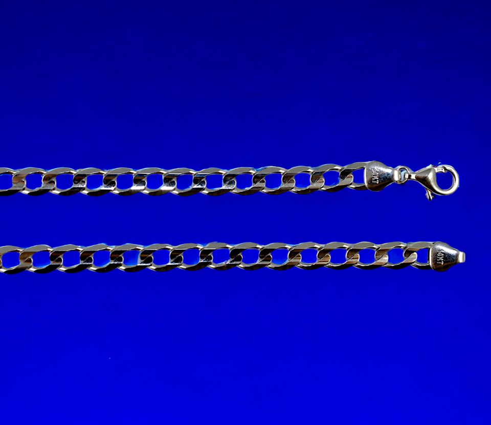 14K White Gold Round Curb Cuban Necklace Bracelet Chain Real Gold Men Women Jewelry 0.9g | 2mm | 7 Inches | MADE IN ITALY