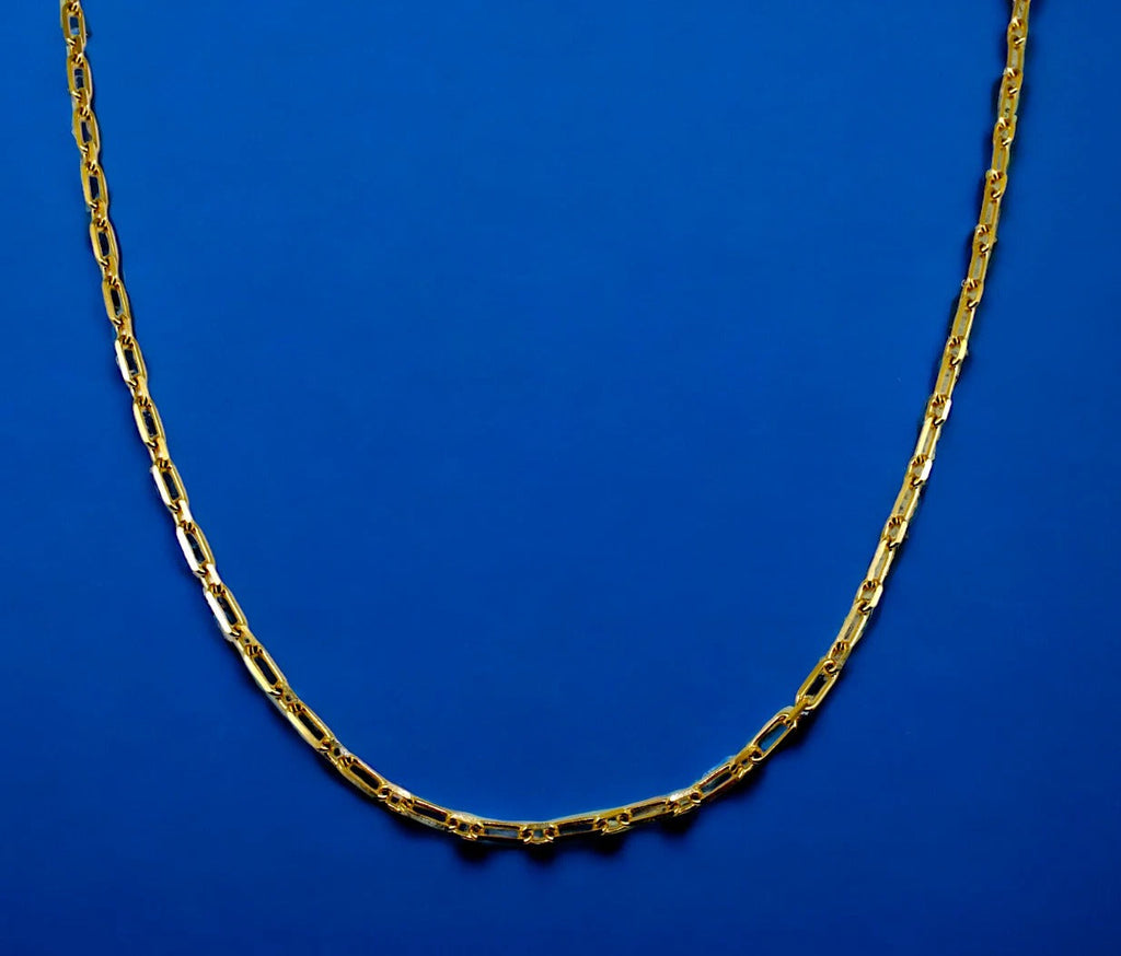 14K Yellow Gold SOLID Oval Paperclip Rolo Necklace Bracelet Chain Men Women Jewelry 3.6g | 3mm | 7 Inches | MADE IN ITALY