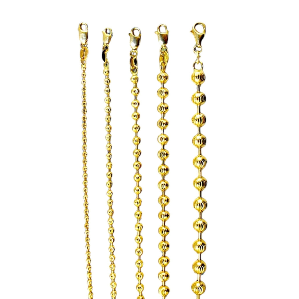 14K Yellow Gold SOLID Round Ball Bead Necklace Bracelet Chain D/C Men Women Jewelry 2.2g | 2mm | 7 Inches | MADE IN ITALY