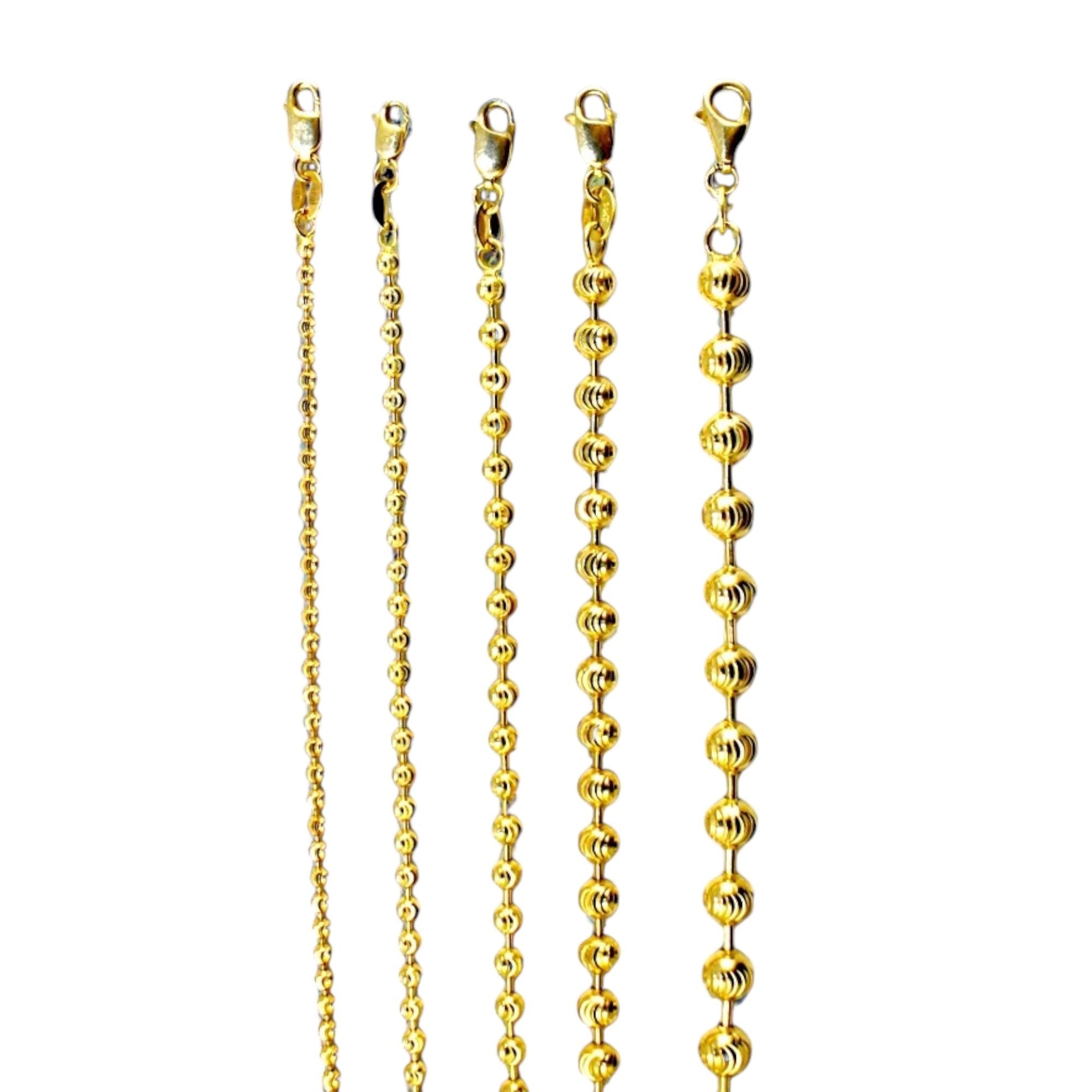 14K Yellow Gold SOLID Round Ball Bead Necklace Bracelet Chain D/C Men Women Jewelry 2.2g | 2mm | 7 Inches | MADE IN ITALY
