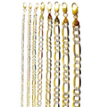 10K Yellow Gold SOLID Figaro Pave Necklace Bracelet Chain Real DC Men Women Jewelry 1.5g | 2mm | 7 Inches | MADE IN ITALY