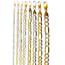 10K Yellow Gold SOLID Figaro Pave Necklace Bracelet Chain Real DC Men Women Jewelry 1.5g | 2mm | 7 Inches | MADE IN ITALY