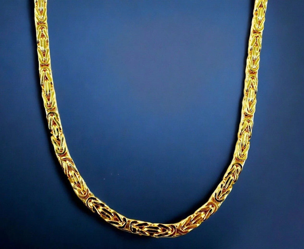 10K Yellow Gold Byzantine Square Necklace Bracelet Chain Men Women Jewelry 2.5g | 2mm | 7 Inches | MADE IN ITALY