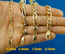 14K Yellow Gold Figaro Necklace Bracelet Chain Italian Men Women Jewelry 0.8g | 1.5mm | 7 Inches | MADE IN ITALY