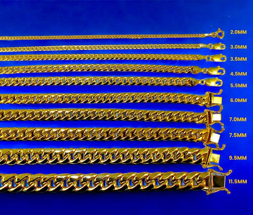 10K Yellow Gold Miami Cuban Necklace Bracelet Chain Men Women Jewelry 1.3g | 2mm | 7 Inches | MADE IN ITALY