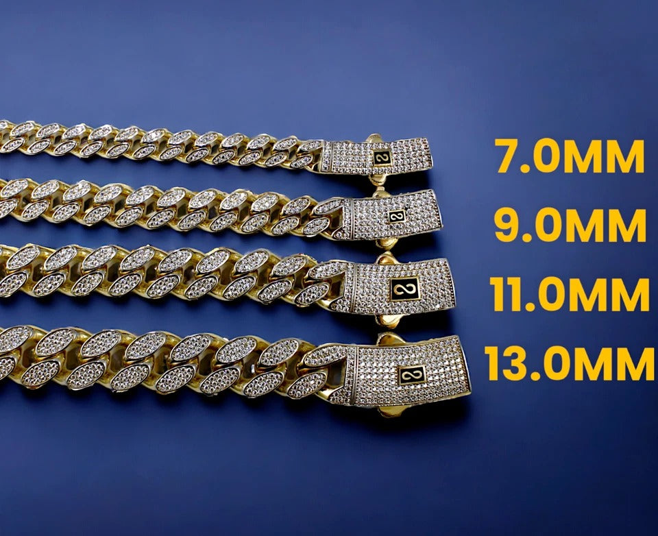 10K Yellow Gold Monaco Miami Cuban Link Necklace Chain Full CZ Men Women Jewelry 10.4g | 7mm | 7 Inches | MADE IN ITALY