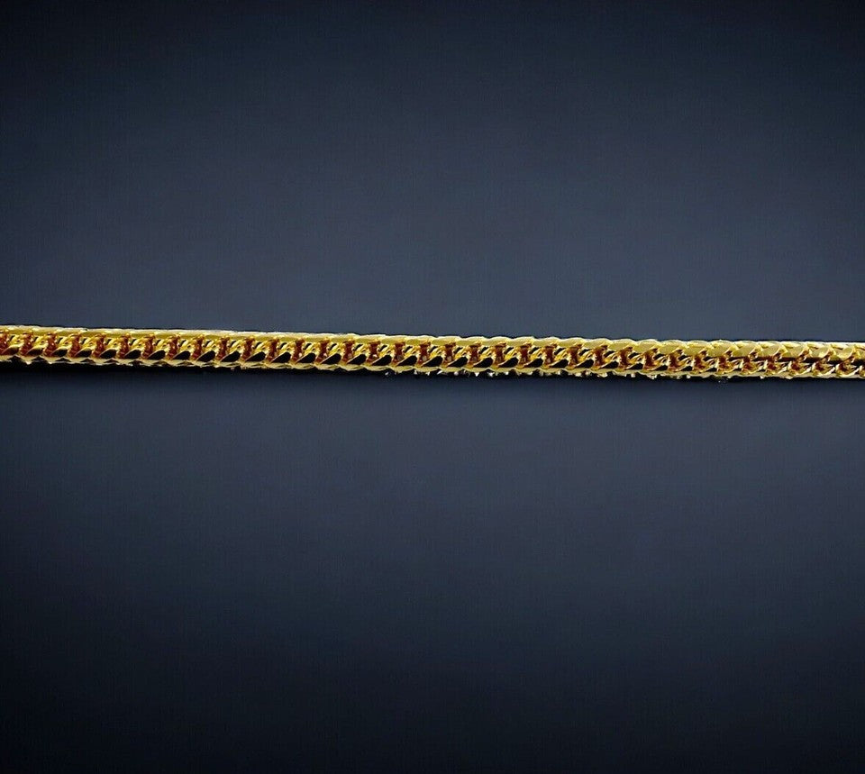 18K Yellow Gold SOLID Franco Round Box Necklace Bracelet Chain Men Women Jewelry 4.7g | 2mm | 7 Inches | MADE IN ITALY