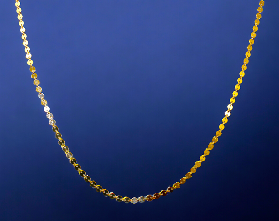 14K Yellow Gold Solid Round Flat Sequin Disk Necklace Bracelet Chain Men Women Jewelry 1.6g | 3.5mm | 7 Inches | MADE IN ITALY