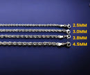 10K White Gold SOLID Rope Necklace Bracelet Chain Diamond Cut Real Men Women Jewelry 1.5g | 1.5mm | 7 Inches | MADE IN ITALY