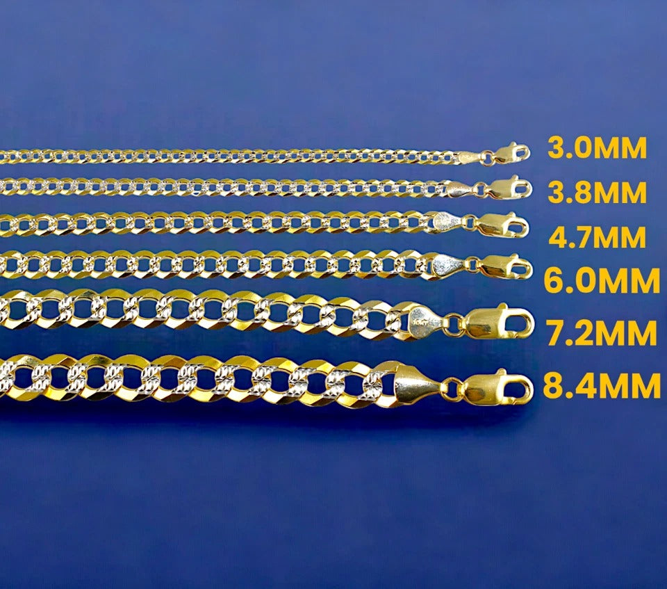 10K Yellow Gold SOLID Curb Cuban Pave Necklace Bracelet Chain Men Women Jewelry 2.1g | 3mm | 7 Inches | MADE IN ITALY