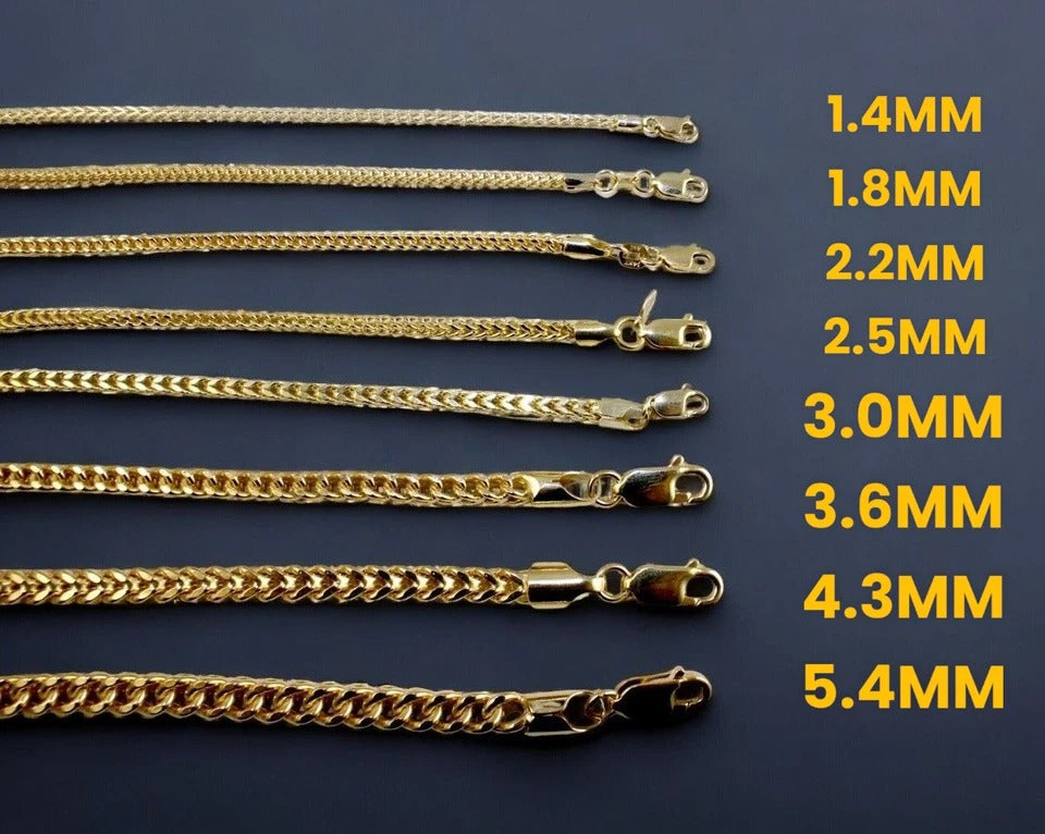 14K Yellow Gold Franco Square Box Chain Bracelet Real Gold Men Women Jewelry 2.5g | 1.8mm | 7 Inches | MADE IN ITALY