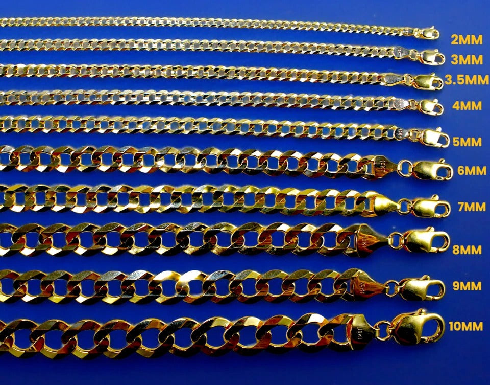 10K Yellow Gold SOLID Curb Cuban Necklace Bracelet Chain  Men Women Jewelry 1.4g | 2mm | 7 Inches | MADE IN ITALY