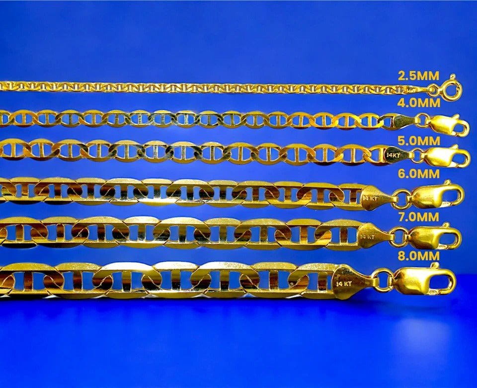 14K Yellow Gold SOLID Anchor Mariner Necklace Bracelet Chain Link Men Women Jewelry 1.8g | 3mm | 7 Inches | MADE IN ITALY