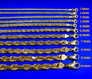 10K Yellow Gold SOLID Rope Necklace Bracelet Chain Diamond Cu Men Women Jewelry 1.5g | 1.5mm | 7 Inches | MADE IN ITALY