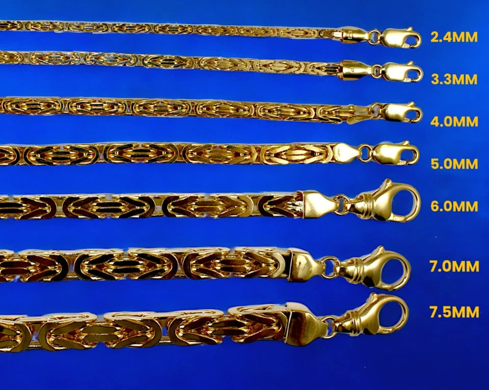 14K Yellow Gold SOLID Byzantine Box Necklace Bracelet Chain  Men Women Jewelry 7.4g | 2.5mm | 7 Inches | MADE IN ITALY