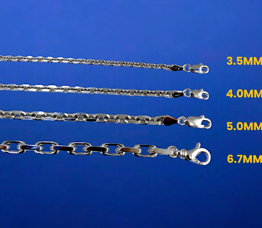 14K White Gold SOLID Rolo Cable Necklace Bracelet Chain Link Men Women Jewelry 2.1g | 1.5mm | 7 Inches | MADE IN ITALY