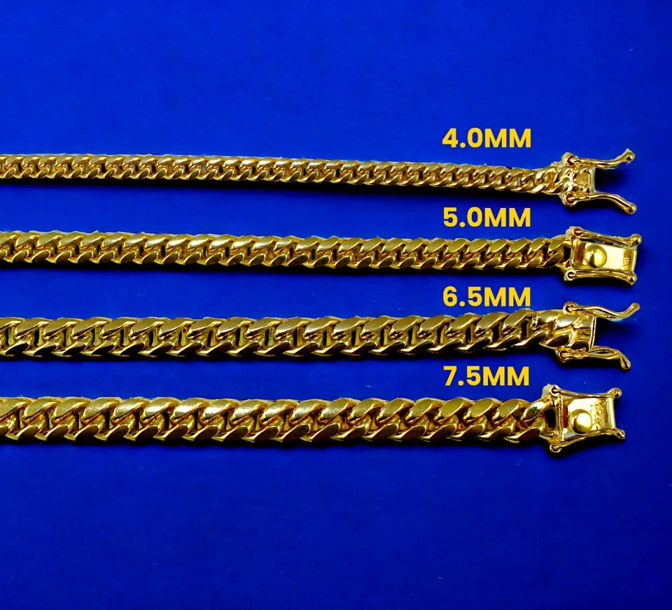 18K Yellow Gold SOLID Miami Cuban Link Chain Necklace Bracelet Men Women Jewelry 7.7g | 4mm | 7 Inches | MADE IN ITALY