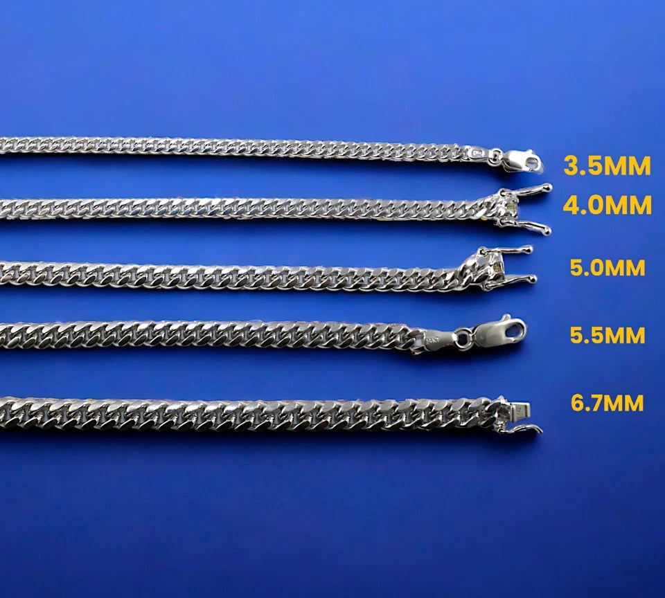 14K White Gold SOLID Miami Cuban Link Necklace Bracelet Chain Real Men Women Jewelry 3.4g | 2.3mm | 7 Inches | MADE IN ITALY