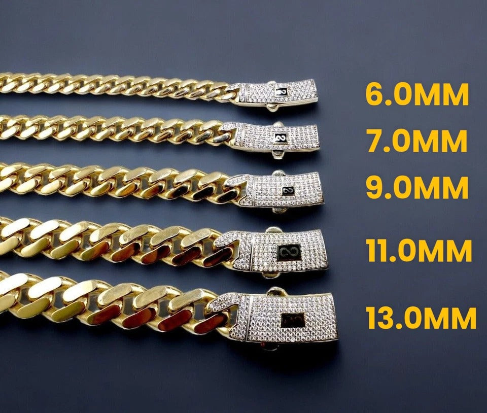 14K Gold Monaco Miami Cuban Link Necklace Bracelet Chain CZ Pave Men Women Jewelry 7.7g | 5mm | 7 Inches | MADE IN ITALY