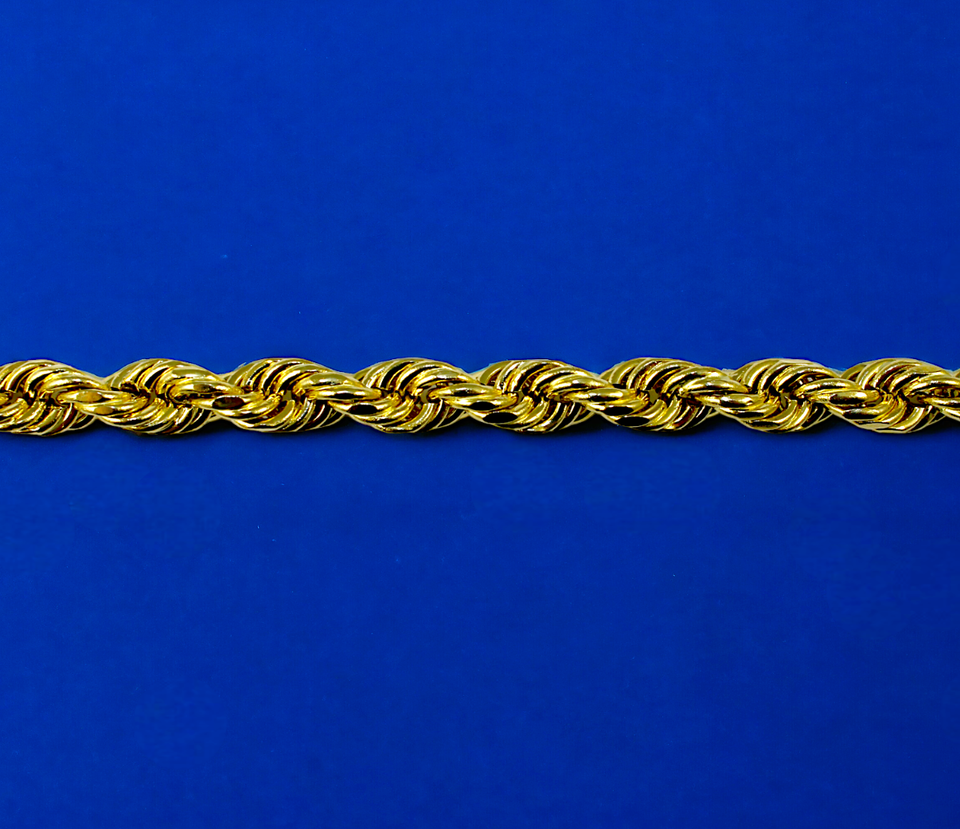 18K Yellow Gold SOLID Rope Chain Necklace Bracelet D/C Real Gold Men Women Jewelry 4.2g | 2mm | 7 Inches | MADE IN ITALY