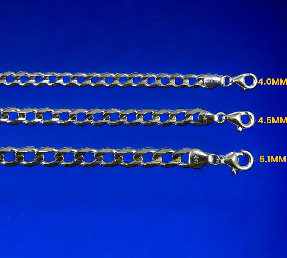 14K White Gold SOLID Curb Cuban Necklace Bracelet Chain Real Gold Men Women Jewelry 1.1g | 2mm | 7 Inches | MADE IN ITALY