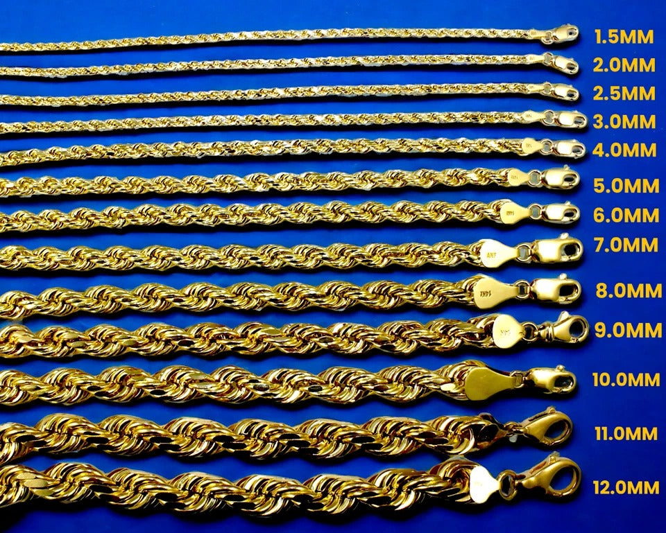 14K Yellow Gold SOLID Rope Chain Necklace Bracelet Diamond Cut Men Women Jewelry 67.4g | 11mm | 8 Inches | MADE IN ITALY