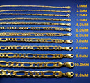 14K Yellow Gold SOLID Figaro Necklace Chain Bracelet Men Women Jewelry 1.2g | 1.5mm | 7 Inches | MADE IN ITALY