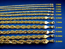 10K Yellow Gold Rope Necklace Bracelet Chain Diamond Cut Men Women Jewelry 1.3g | 2mm | 7 Inches | MADE IN ITALY
