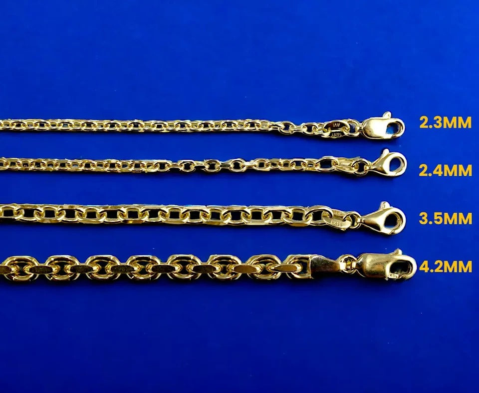 14K Yellow Gold SOLID Round Rolo Cable Necklace Bracelet Chain Men Women Jewelry 2.6g | 2.3mm | 7 Inches | MADE IN ITALY