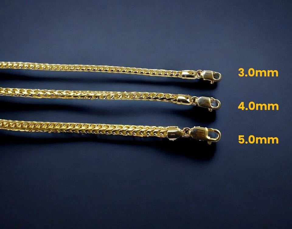 18K Yellow Gold SOLID Franco Round Box Necklace Bracelet Chain Men Women Jewelry 4.7g | 2mm | 7 Inches | MADE IN ITALY