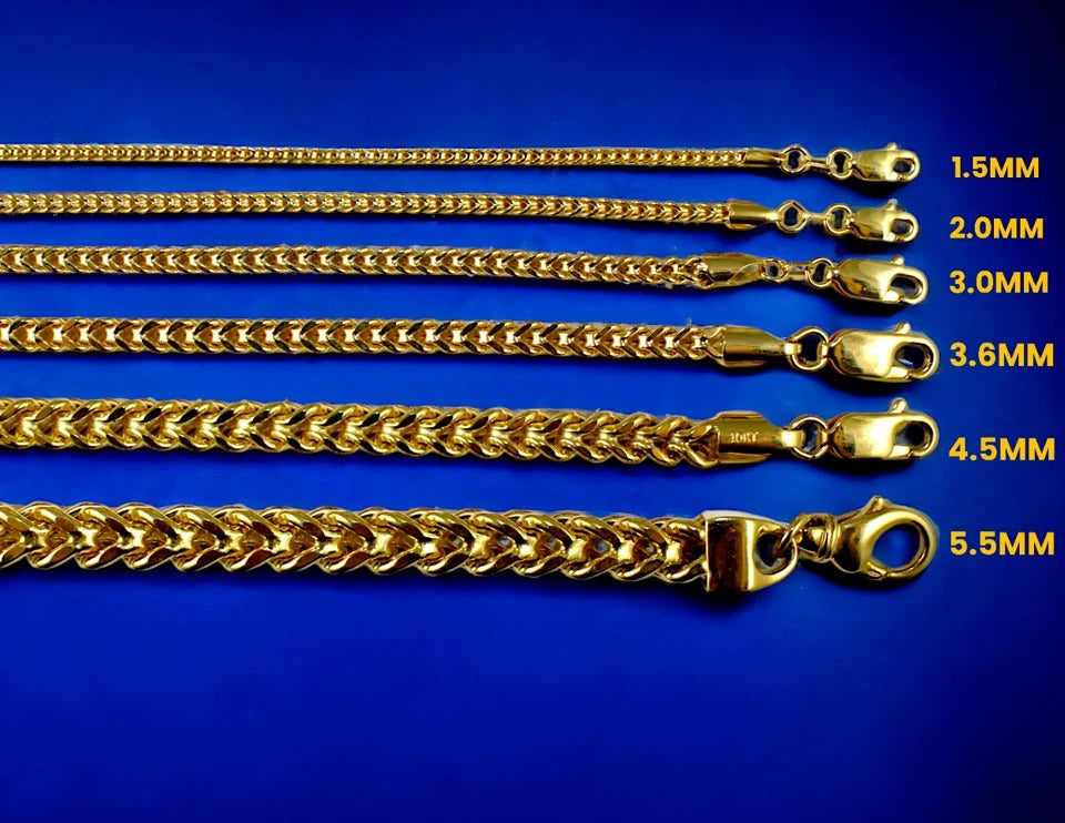 10K Yellow Gold Franco Box Square Necklace Bracelet Chain Real Men Women Jewelry 1g | 1.5mm | 7 Inches | MADE IN ITALY