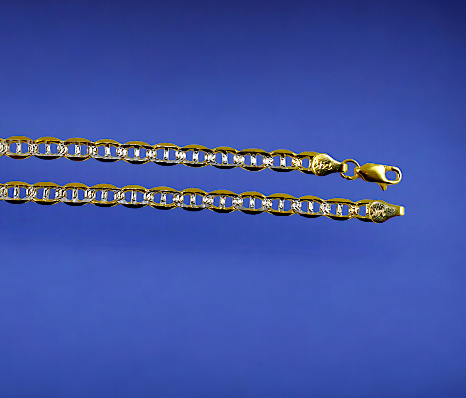 14K Yellow Gold SOLID Pave Anchor Mariner Necklace Bracelet Chain Men Women Jewelry 2.1g | 3mm | 7 Inches | MADE IN ITALY