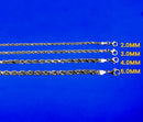 10K White Gold Rope Chain Necklace Bracelet Diamond Cut Real Gold Men Women Jewelry 1.3g | 2mm | 7 Inches | MADE IN ITALY