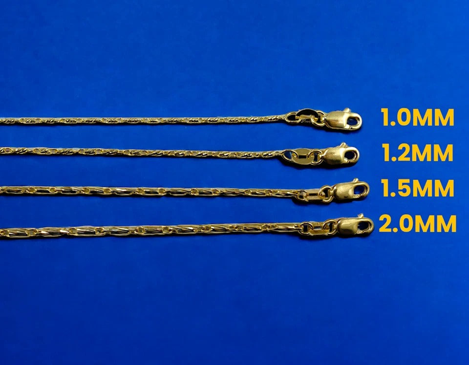 14K Yellow Gold SOLID Razo Tube Thin Necklace Bracelet Chain Real Men Women Jewelry 1.6g | 1mm | 7 Inches | MADE IN ITALY