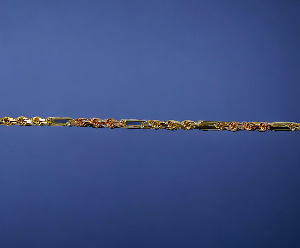 14K Tri Color Gold SOLID Valentino Mariner Anchor Bracelet Chain D/C 2mm-6mm MADE IN ITALY