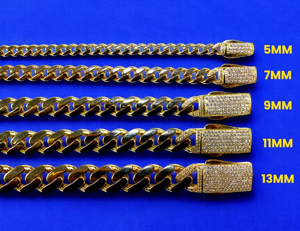 10K Gold Monaco Miami Cuban Link Necklace Bracelet Chain CZ Pave Men Women Jewelry 5.8g | 5mm | 7 Inches | MADE IN ITALY