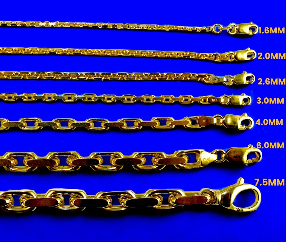 14K Yellow Gold SOLID Rolo Cable Necklace Bracelet Chain Men Women Jewelry 2.1g | 1.5mm | 7 Inches | MADE IN ITALY