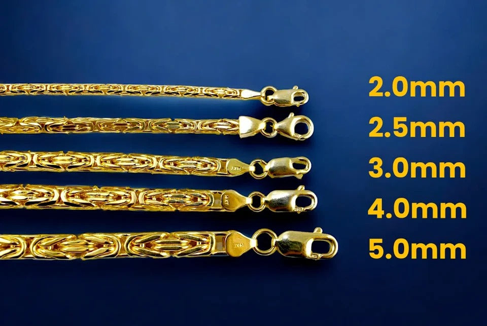 14K Yellow Gold Byzantine Square Box Necklace Bracelet Chain Men Women Jewelry 2.4g | 2mm | 7 Inches | MADE IN ITALY