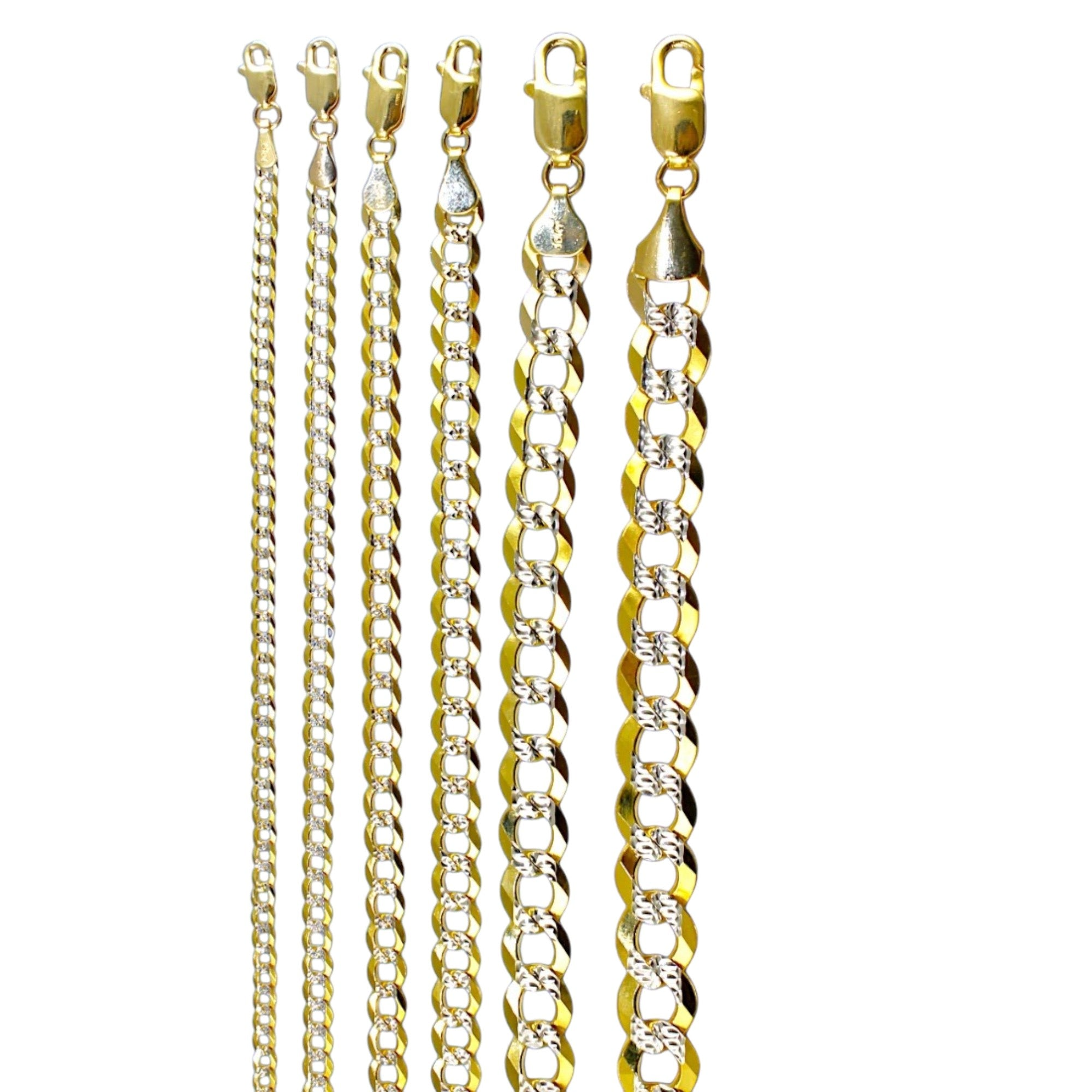 10K Yellow Gold SOLID Curb Cuban Pave Necklace Bracelet Chain Men Women Jewelry 2.1g | 3mm | 7 Inches | MADE IN ITALY