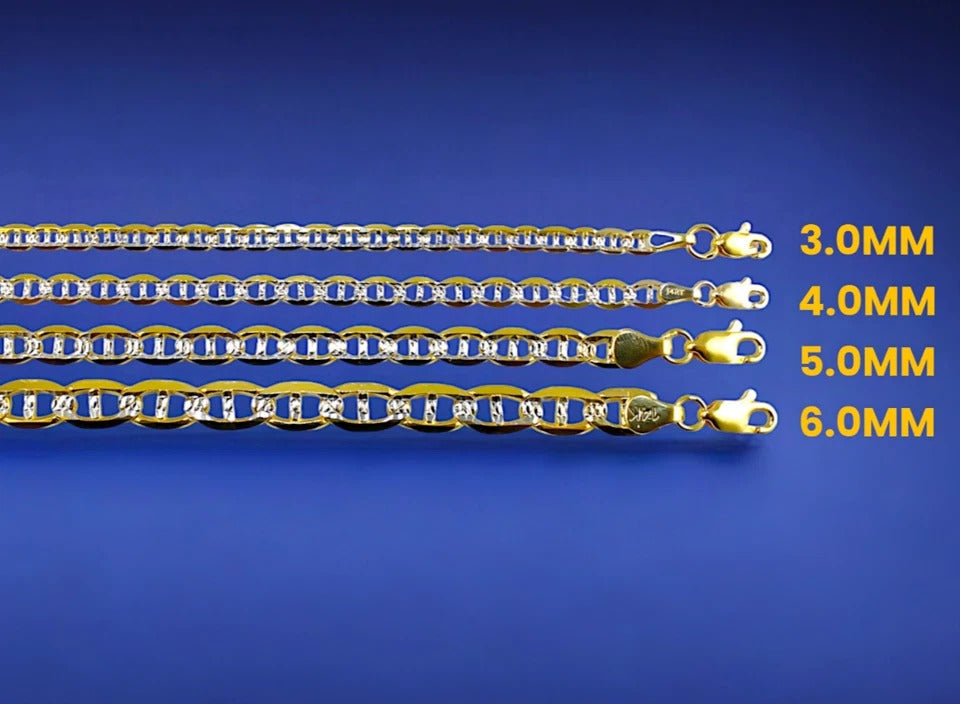 14K Yellow Gold SOLID Pave Anchor Mariner Necklace Bracelet Chain Men Women Jewelry 2.1g | 3mm | 7 Inches | MADE IN ITALY