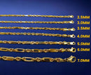 14K Yellow Gold SOLID Milano Figaro Rope Necklace Bracelet Chain Men Women Jewelry 3.4g | 2.5mm | 7 Inches | MADE IN ITALY