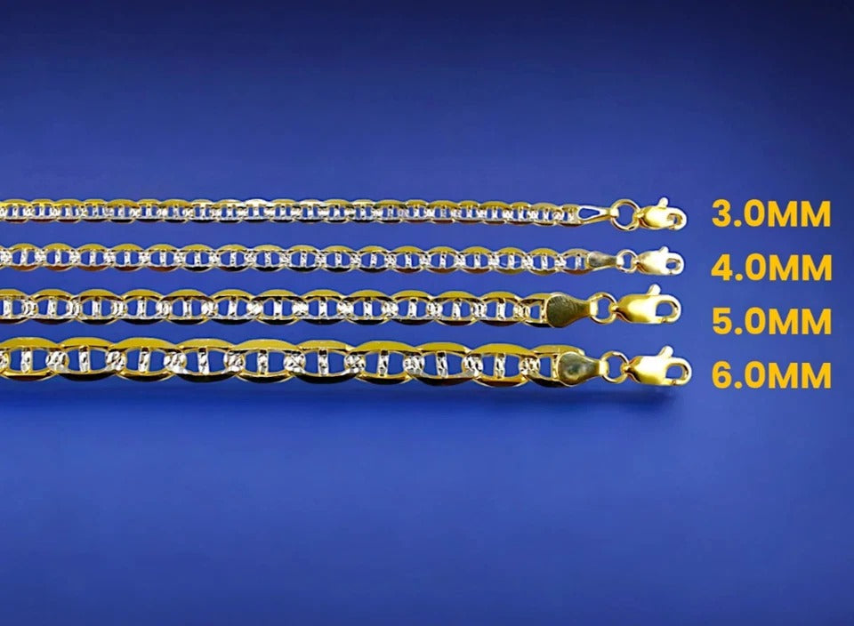 10K Yellow Gold SOLID Pave Anchor Mariner Necklace Bracelet Chain Men Women Jewelry 1.9g | 3mm | 7 Inches | MADE IN ITALY