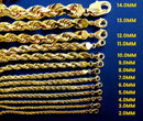 14K Yellow Gold Rope Chain Necklace Bracelet Diamond Cut Men Women Jewelry 1.5g | 2mm | 7 Inches | MADE IN ITALY
