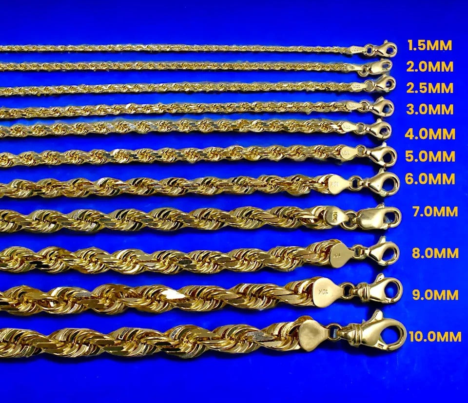 10K Yellow Gold SOLID Rope Chain Necklace Bracelet Diamond Cut Men Women Jewelry 59.4g | 11mm | 8 Inches | MADE IN ITALY