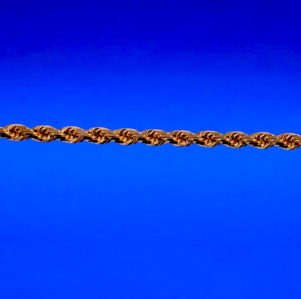 14K Rose Gold SOLID Rope Chain Necklace Bracelet Diamond Cut Men Women Jewelry 1.7g | 1.5mm | 7 Inches | MADE IN ITALY