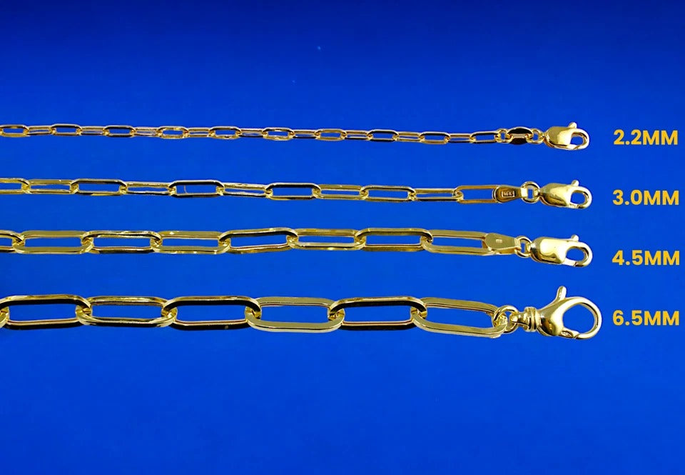 10K Yellow Gold Oval Paperclip Necklace Bracelet Chain Men Women Jewelry 1.1g | 2mm | 7 Inches | MADE IN ITALY