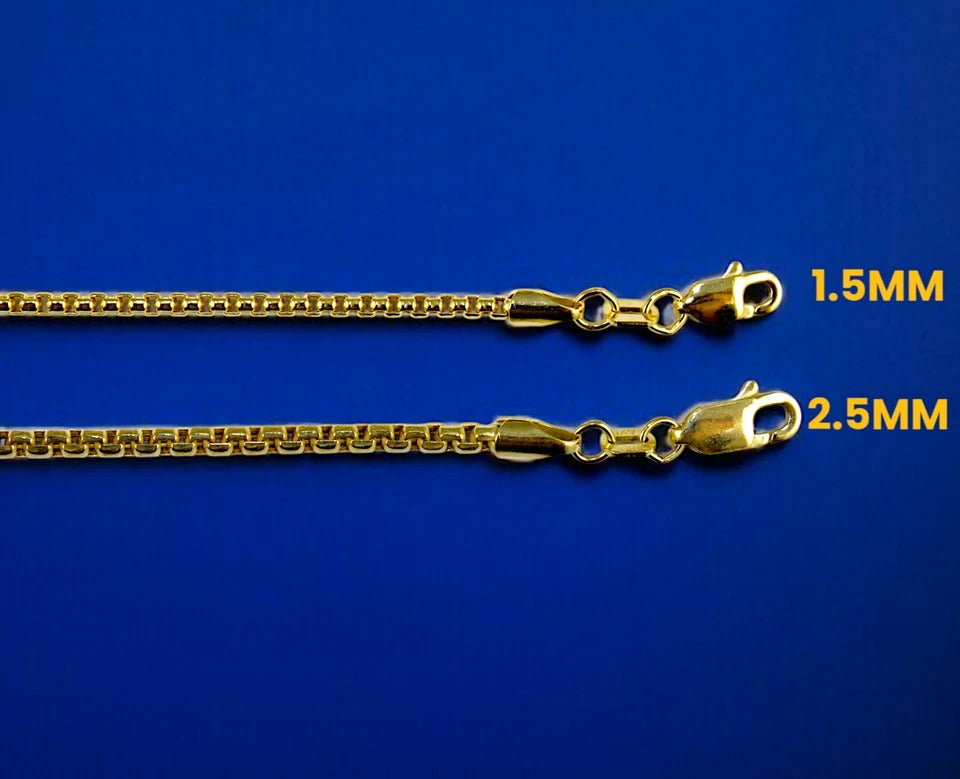 10K Yellow Gold Venetian Round Box Necklace Bracelet Chain Real Men Women Jewelry 1.4g | 1mm | 7 Inches | MADE IN ITALY