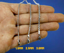 10K White Gold Venetian Round Box Necklace Bracelet Chain Real 7"-30" 1.5-2.5mm MADE IN ITALY