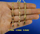 14K Yellow Gold SOLID Mirror Pave Figaro Necklace Bracelet Chain Men Women Jewelry 1.2g | 3mm | 7 Inches | MADE IN ITALY